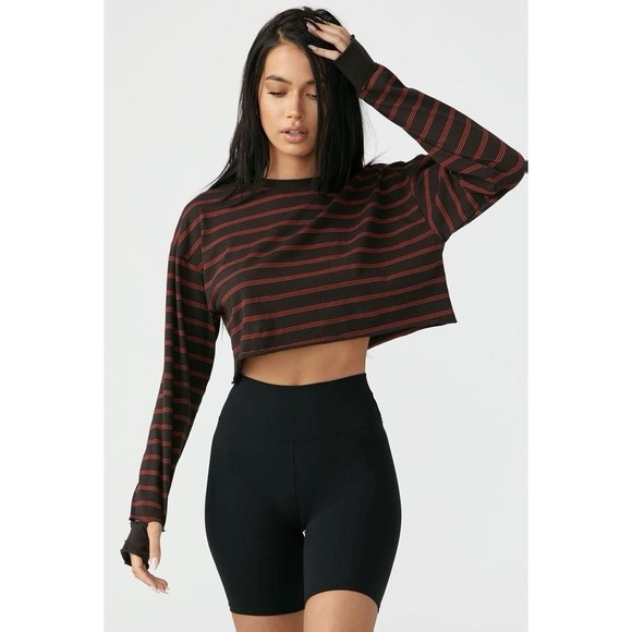 Joah Brown Tops - Joah Brown Soho Crop in Black & Hot Sauce Cotton